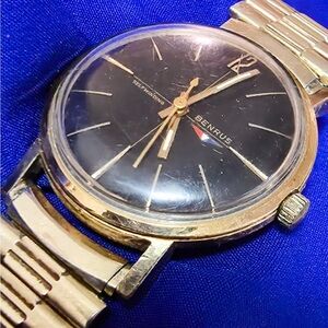 Benrus 1960s Vintage Self Winding Automatic 3 Star Men's Watch Gold Plated